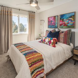 Carpeted bedroom at North 49 Apartments, located in Colorado Springs, CO