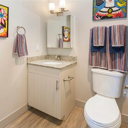 Privaste bathroom at North 49 Apartments, located in Colorado Springs, CO