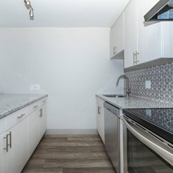 Stainless steel all electric kitchen at North 49 Apartments, located in Colorado Springs, CO2
